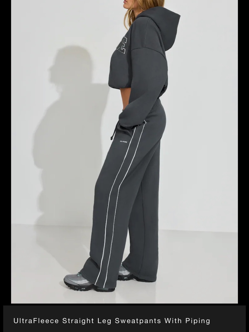 Garage Charcoal Straight Leg Sweatpants with White Piping